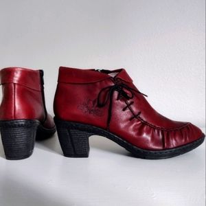 Rieker AntiStress Red Leather Heel Ankle Boots 39/8